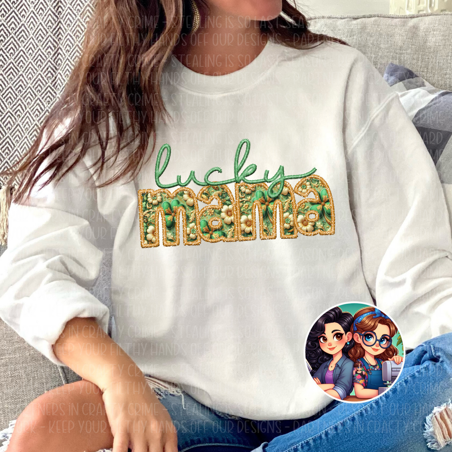 Lucky Mama Faux Embroidery