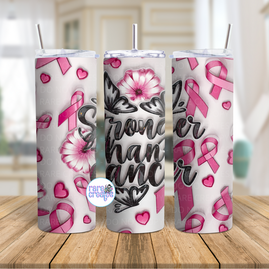 Stronger Than Cancer Embossed 20oz Skinny Tumbler