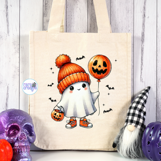 Spooky Cute Ghost - Adorable Halloween Canvas Tote Bags