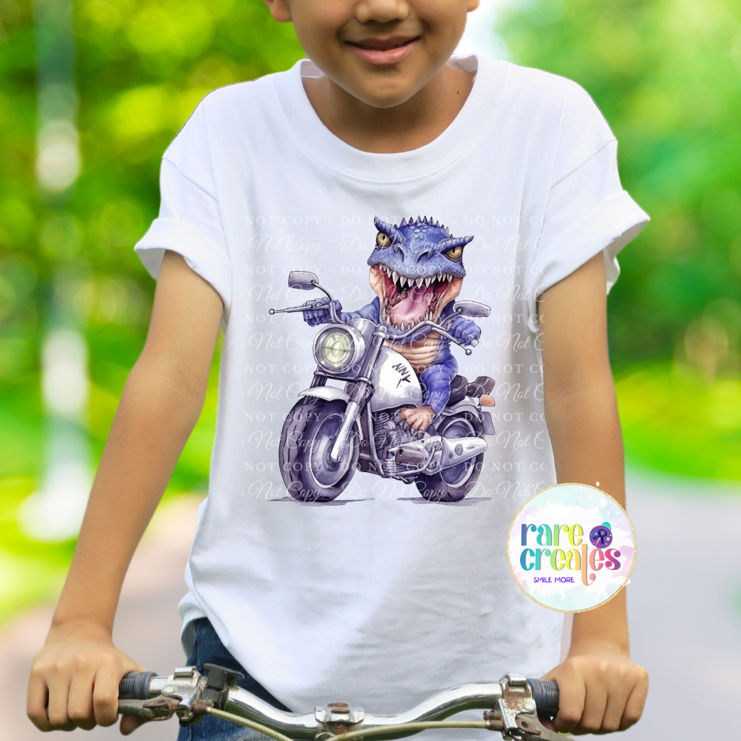 T-Rex Dinosaur on Motorcycles Youth Tee