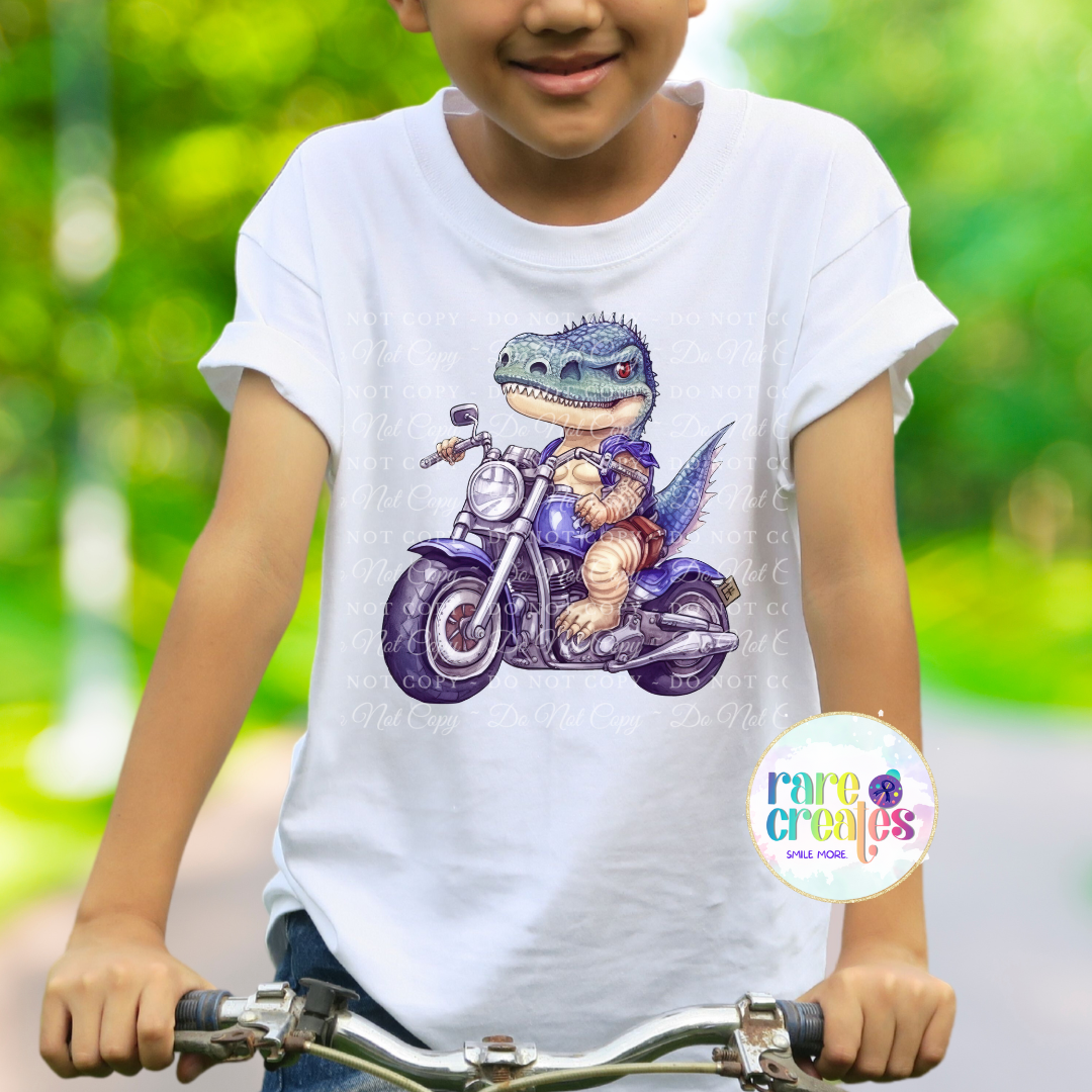 T-Rex Dinosaur on Motorcycles Youth Tee