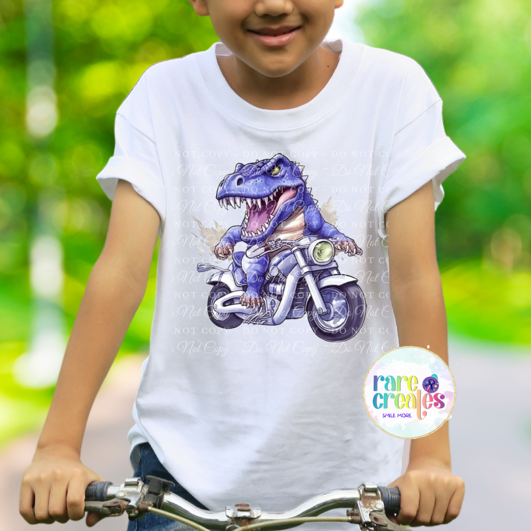 T-Rex Dinosaur on Motorcycles Youth Tee