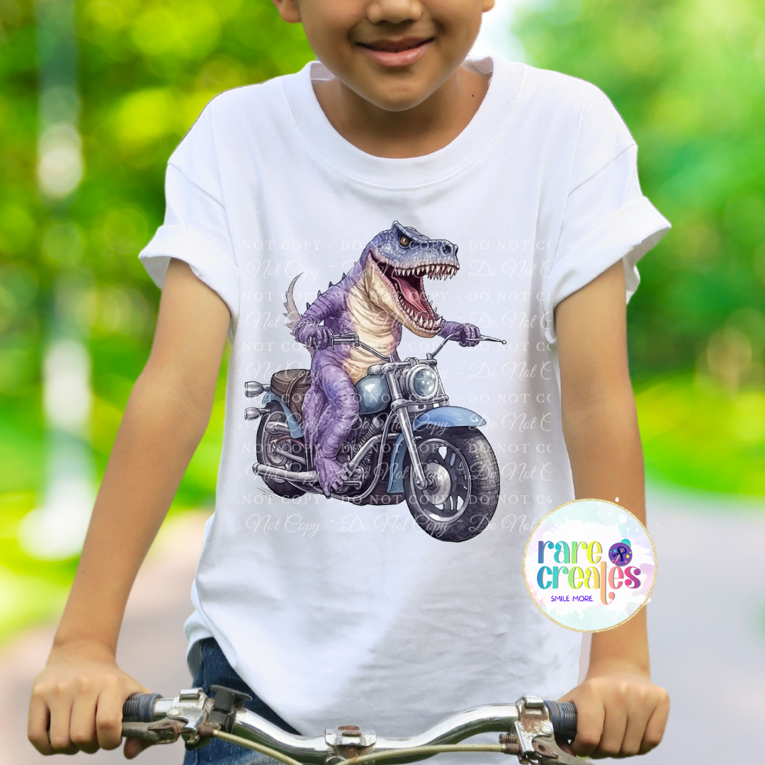 T-Rex Dinosaur on Motorcycles Youth Tee