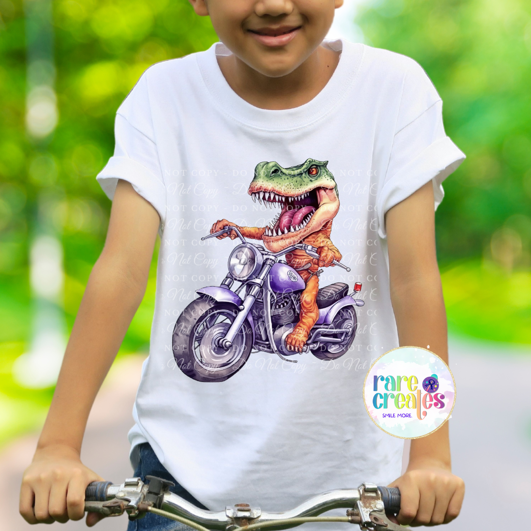 T-Rex Dinosaur on Motorcycles Youth Tee