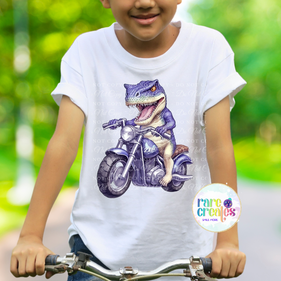 T-Rex Dinosaur on Motorcycles Youth Tee