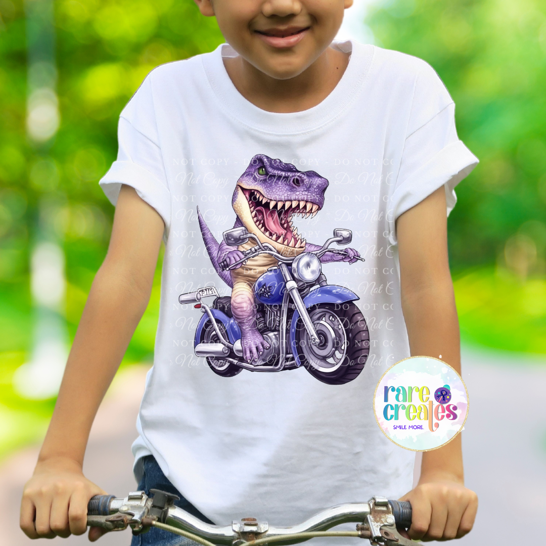 T-Rex Dinosaur on Motorcycles Youth Tee