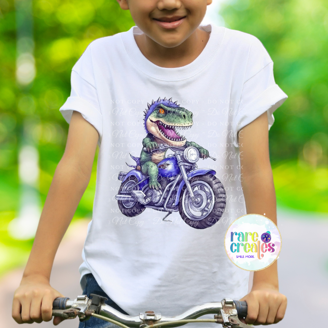 T-Rex Dinosaur on Motorcycles Youth Tee