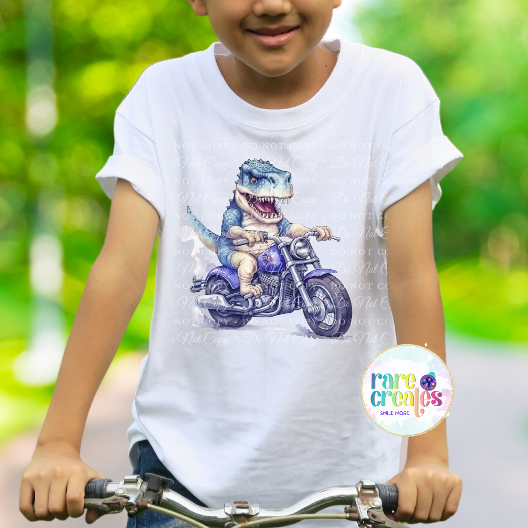 T-Rex Dinosaur on Motorcycles Youth Tee